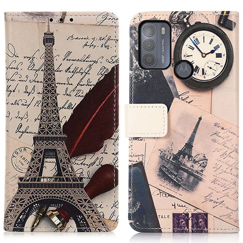 Leather Case Stands Fashionable Pattern Flip Cover Holder D02Y for Motorola Moto G50 Gray