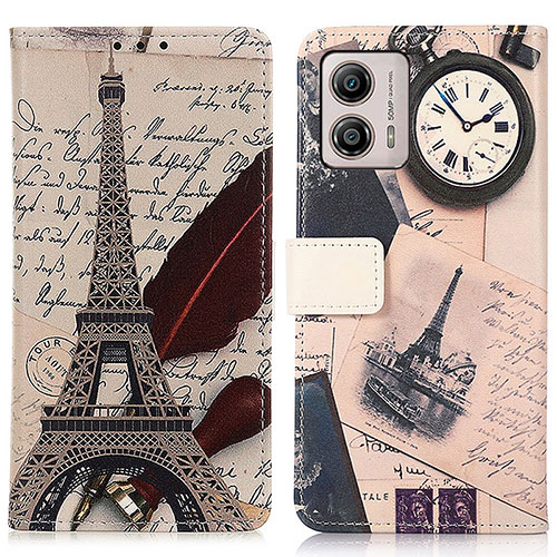 Leather Case Stands Fashionable Pattern Flip Cover Holder D02Y for Motorola Moto G53 5G Mixed