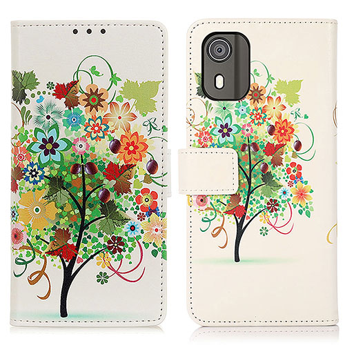 Leather Case Stands Fashionable Pattern Flip Cover Holder D02Y for Nokia C02 Green