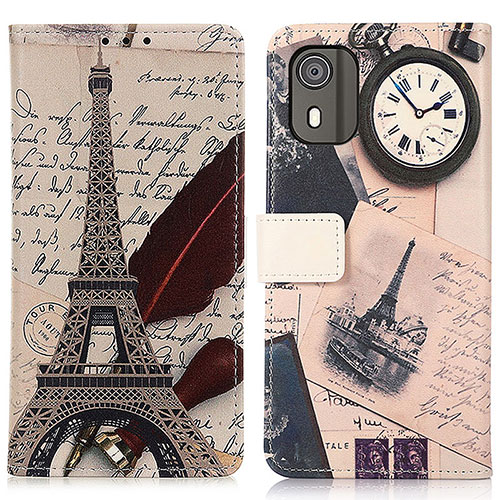 Leather Case Stands Fashionable Pattern Flip Cover Holder D02Y for Nokia C02 Mixed