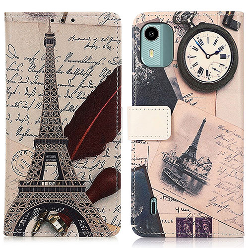 Leather Case Stands Fashionable Pattern Flip Cover Holder D02Y for Nokia C12 Plus Mixed