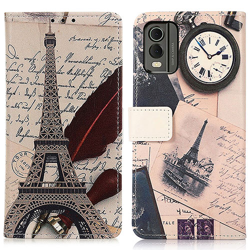 Leather Case Stands Fashionable Pattern Flip Cover Holder D02Y for Nokia C32 Mixed