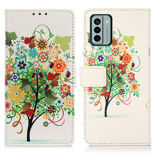 Leather Case Stands Fashionable Pattern Flip Cover Holder D02Y for Nokia G22 Green