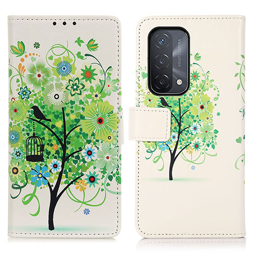 Leather Case Stands Fashionable Pattern Flip Cover Holder D02Y for OnePlus Nord N200 5G Green