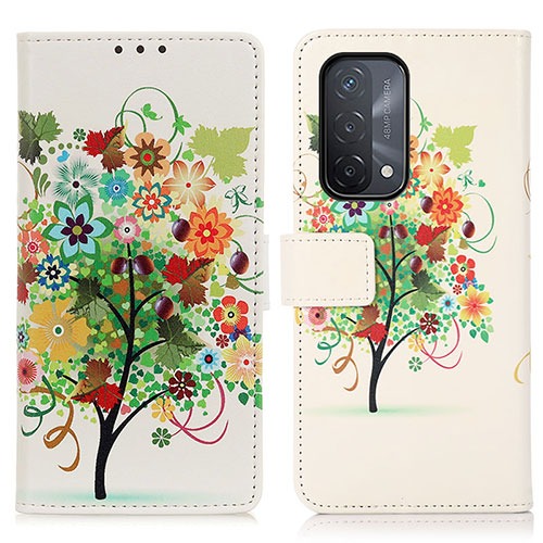 Leather Case Stands Fashionable Pattern Flip Cover Holder D02Y for Oppo A93 5G Colorful