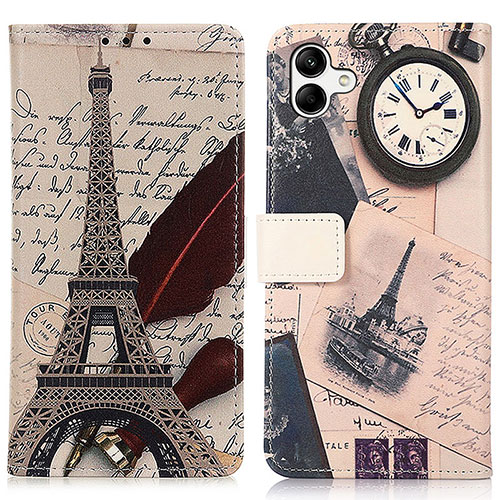 Leather Case Stands Fashionable Pattern Flip Cover Holder D02Y for Samsung Galaxy M04 Brown