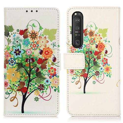 Leather Case Stands Fashionable Pattern Flip Cover Holder D02Y for Sony Xperia 1 III Colorful