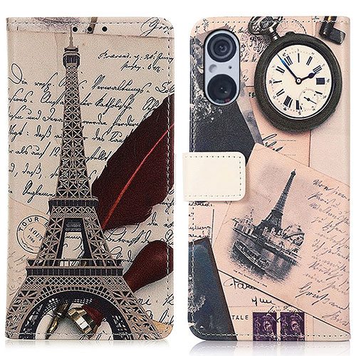 Leather Case Stands Fashionable Pattern Flip Cover Holder D02Y for Sony Xperia 5 V Mixed