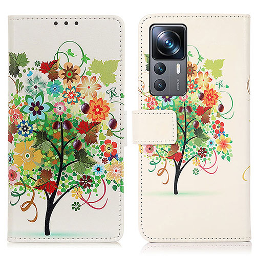 Leather Case Stands Fashionable Pattern Flip Cover Holder D02Y for Xiaomi Mi 12T 5G Green