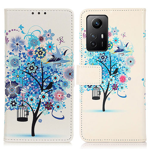 Leather Case Stands Fashionable Pattern Flip Cover Holder D02Y for Xiaomi Redmi Note 12S Blue