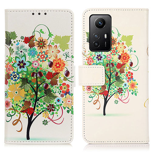 Leather Case Stands Fashionable Pattern Flip Cover Holder D02Y for Xiaomi Redmi Note 12S Green