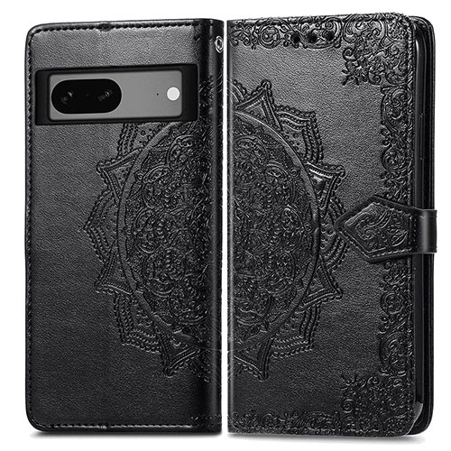 Leather Case Stands Fashionable Pattern Flip Cover Holder for Google Pixel 7a 5G Black