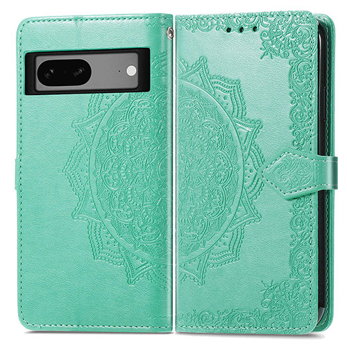 Leather Case Stands Fashionable Pattern Flip Cover Holder for Google Pixel 7a 5G Green