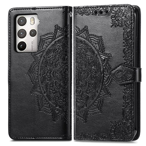 Leather Case Stands Fashionable Pattern Flip Cover Holder for HTC U23 5G Black