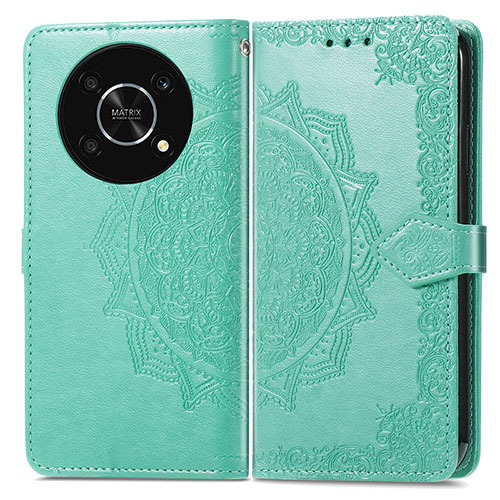 Leather Case Stands Fashionable Pattern Flip Cover Holder for Huawei Enjoy 50 Pro Green