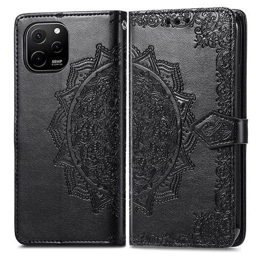 Leather Case Stands Fashionable Pattern Flip Cover Holder for Huawei Enjoy 50z Black