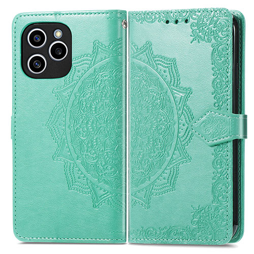 Leather Case Stands Fashionable Pattern Flip Cover Holder for Huawei Honor 60 SE 5G Green