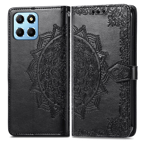 Leather Case Stands Fashionable Pattern Flip Cover Holder for Huawei Honor 70 Lite 5G Black