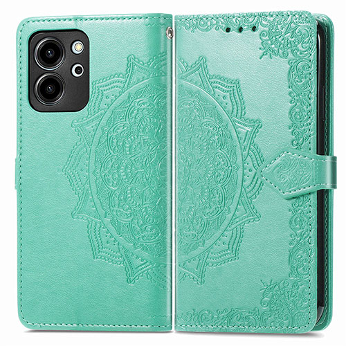 Leather Case Stands Fashionable Pattern Flip Cover Holder for Huawei Honor 80 SE 5G Green