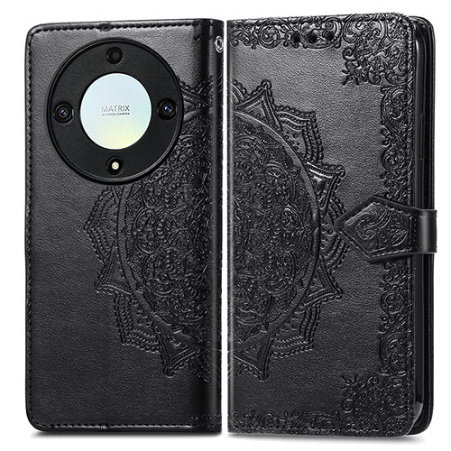 Leather Case Stands Fashionable Pattern Flip Cover Holder for Huawei Honor Magic5 Lite 5G Black