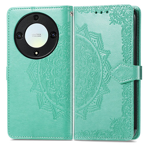 Leather Case Stands Fashionable Pattern Flip Cover Holder for Huawei Honor Magic5 Lite 5G Green