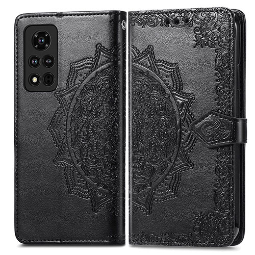 Leather Case Stands Fashionable Pattern Flip Cover Holder for Huawei Honor V40 5G Black