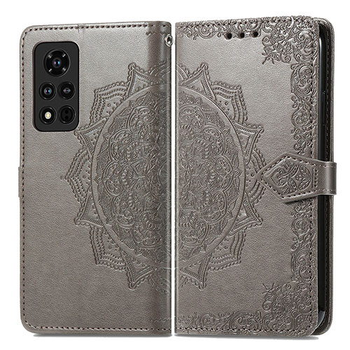 Leather Case Stands Fashionable Pattern Flip Cover Holder for Huawei Honor V40 5G Gray