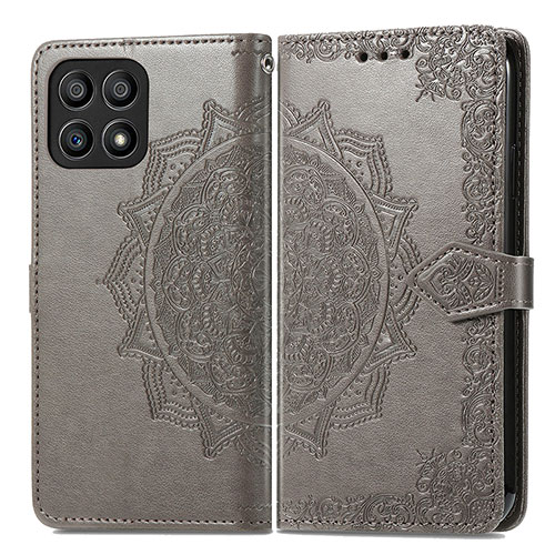 Leather Case Stands Fashionable Pattern Flip Cover Holder for Huawei Honor X30i Gray