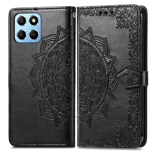 Leather Case Stands Fashionable Pattern Flip Cover Holder for Huawei Honor X6 5G Black