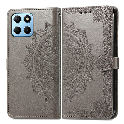 Leather Case Stands Fashionable Pattern Flip Cover Holder for Huawei Honor X6 5G Gray