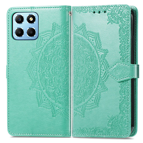 Leather Case Stands Fashionable Pattern Flip Cover Holder for Huawei Honor X6S Green