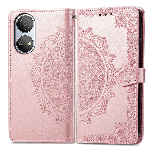 Leather Case Stands Fashionable Pattern Flip Cover Holder for Huawei Honor X7 Rose Gold