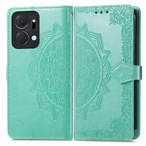 Leather Case Stands Fashionable Pattern Flip Cover Holder for Huawei Honor X7a Green