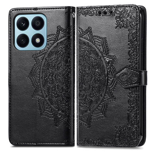 Leather Case Stands Fashionable Pattern Flip Cover Holder for Huawei Honor X8a 4G Black