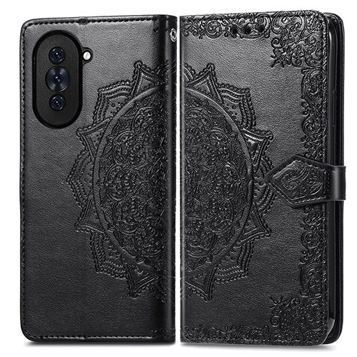 Leather Case Stands Fashionable Pattern Flip Cover Holder for Huawei Nova 10 Black