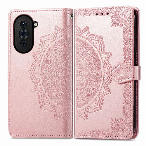 Leather Case Stands Fashionable Pattern Flip Cover Holder for Huawei Nova 10 Pro Rose Gold