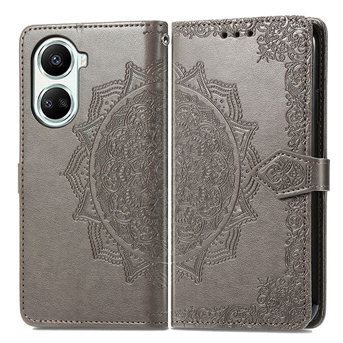 Leather Case Stands Fashionable Pattern Flip Cover Holder for Huawei Nova 10 SE Gray