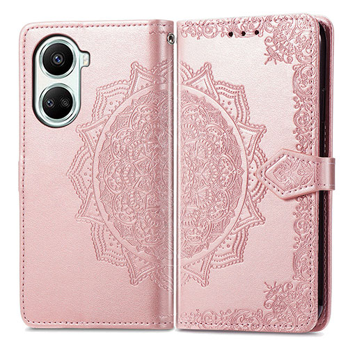 Leather Case Stands Fashionable Pattern Flip Cover Holder for Huawei Nova 10 SE Rose Gold