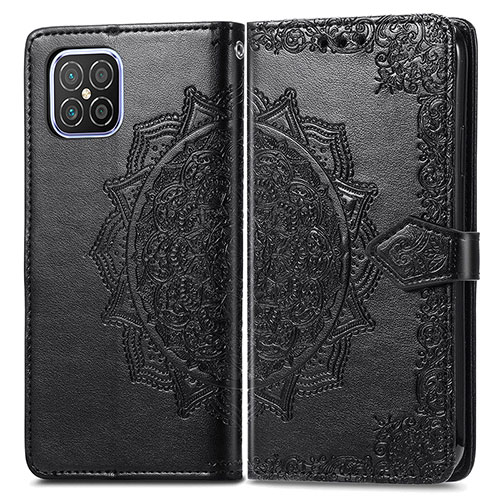 Leather Case Stands Fashionable Pattern Flip Cover Holder for Huawei Nova 8 SE 4G Black