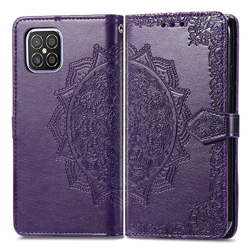 Leather Case Stands Fashionable Pattern Flip Cover Holder for Huawei Nova 8 SE 4G Purple