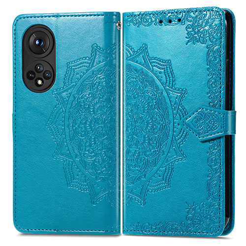 Leather Case Stands Fashionable Pattern Flip Cover Holder for Huawei Nova 9 Blue