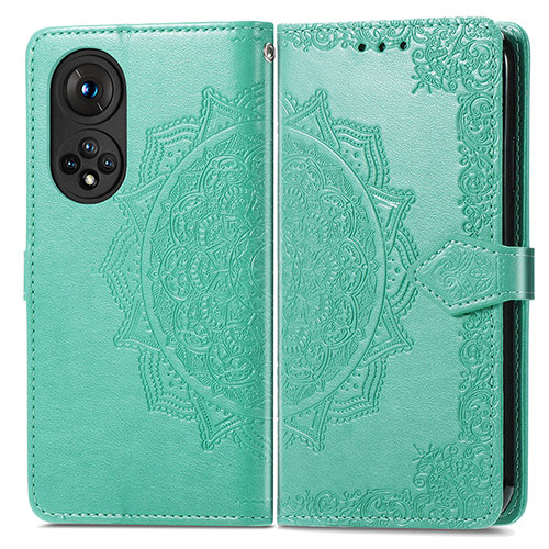 Leather Case Stands Fashionable Pattern Flip Cover Holder for Huawei Nova 9 Pro Green