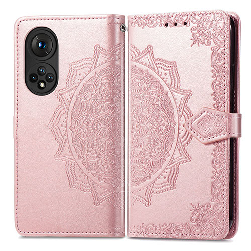 Leather Case Stands Fashionable Pattern Flip Cover Holder for Huawei Nova 9 Rose Gold