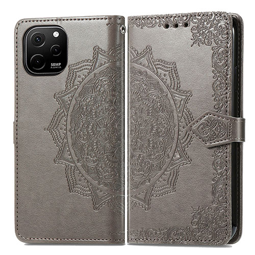 Leather Case Stands Fashionable Pattern Flip Cover Holder for Huawei Nova Y61 Gray