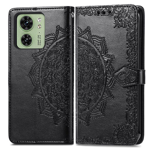 Leather Case Stands Fashionable Pattern Flip Cover Holder for Motorola Moto Edge 40 5G Black