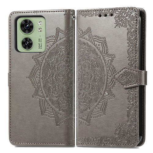 Leather Case Stands Fashionable Pattern Flip Cover Holder for Motorola Moto Edge 40 5G Gray