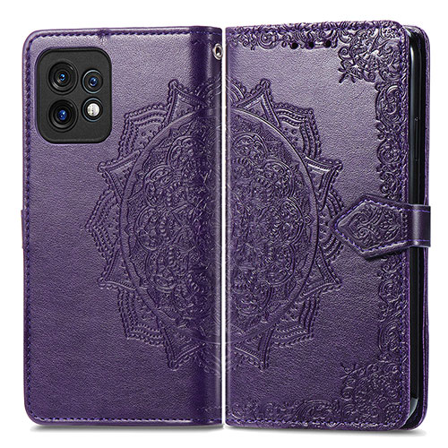 Leather Case Stands Fashionable Pattern Flip Cover Holder for Motorola Moto Edge 40 Pro 5G Purple