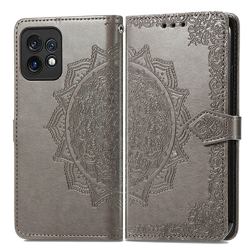 Leather Case Stands Fashionable Pattern Flip Cover Holder for Motorola Moto Edge Plus (2023) 5G Gray