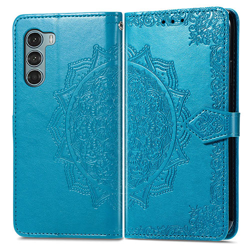 Leather Case Stands Fashionable Pattern Flip Cover Holder for Motorola Moto Edge S30 5G Blue