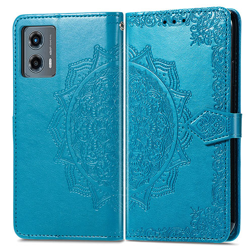 Leather Case Stands Fashionable Pattern Flip Cover Holder for Motorola Moto G 5G (2023) Blue